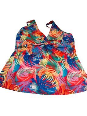 Sunsets Copacabana Tropical Halter Tankini Top Womens Adjustable Straps Built In